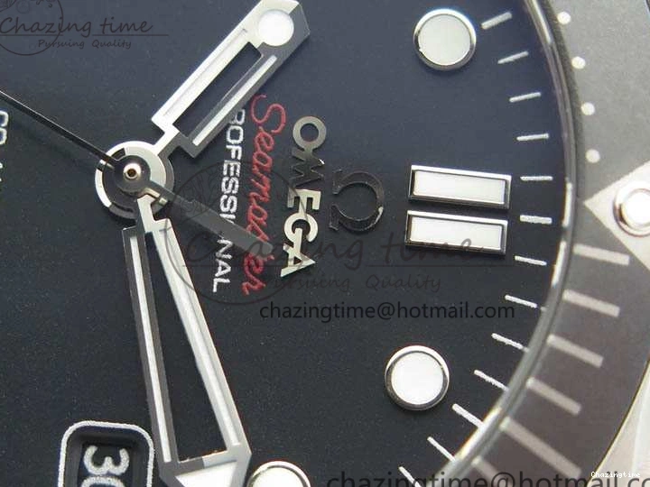 0816 Flexible Seamaster 300M SS OMF 1:1 Best Edition Black Dial Matt Black Ceramic Bezel On SS Bracelet A 8147